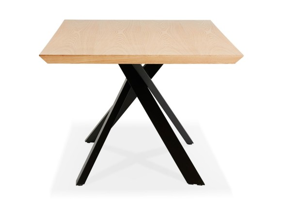 Table à diner avec pied central en x WALABY en bois finition naturelle - 200x100 cm