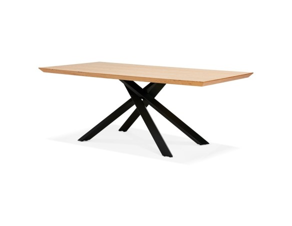 Table à diner avec pied central en x WALABY en bois finition naturelle - 200x100 cm