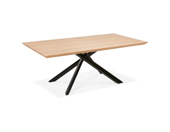 Table à diner avec pied central en x WALABY en bois finition naturelle - 200x100 cm
