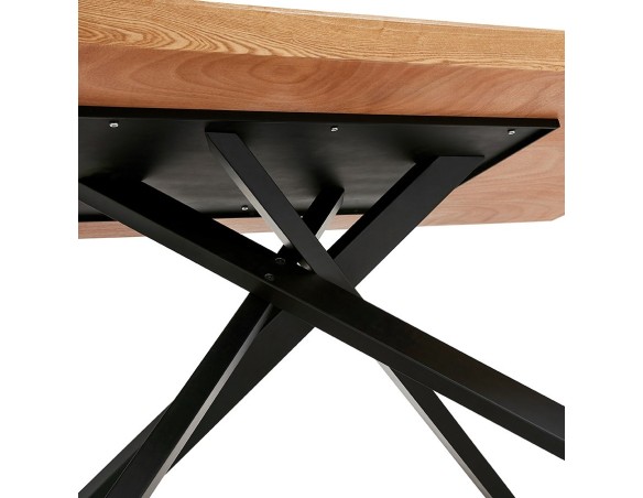Table à diner avec pied central en x WALABY en bois finition naturelle - 200x100 cm