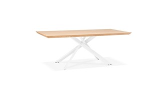 DT01210NAWH 5420072079585 Table à diner WALABY en bois finition naturelle avec pied central en x blanc - 200x100 cm
