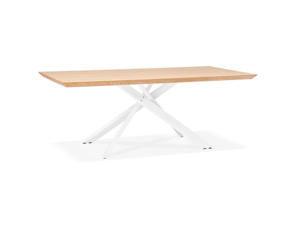 DT01210NAWH 5420072079585 Table à diner WALABY en bois finition naturelle avec pied central en x blanc - 200x100 cm