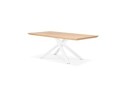 Table à diner WALABY en bois finition naturelle avec pied central en x blanc - 200x100 cm