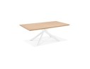 Table à diner WALABY en bois finition naturelle avec pied central en x blanc - 200x100 cm