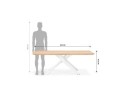 Table à diner WALABY en bois finition naturelle avec pied central en x blanc - 200x100 cm