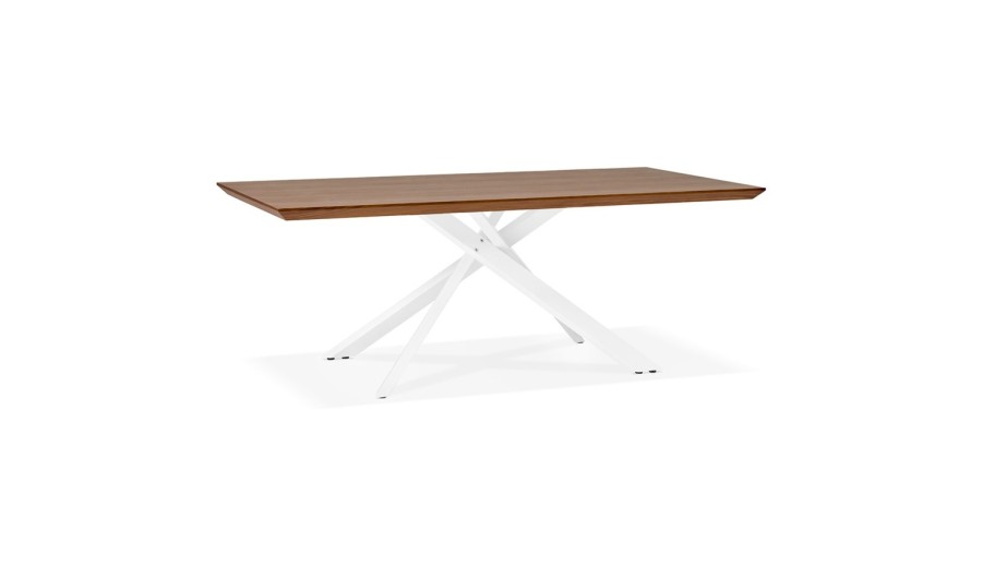 DT01220WAWH 5420072079608 Table à diner WALABY en bois finition Noyer avec pied central en x blanc - 200x100 cm DT01220WAWH 5420072079608 Table à diner WALABY en bois finition Noyer avec pied central en x blanc - 200x100 cm