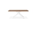 Table à diner WALABY en bois finition Noyer avec pied central en x blanc - 200x100 cm