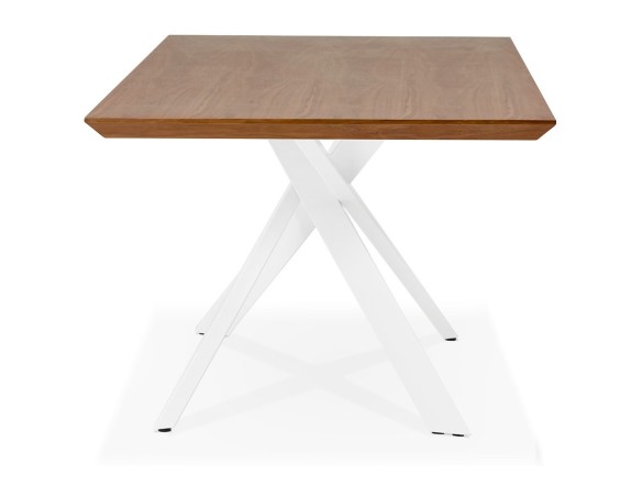 Table à diner WALABY en bois finition Noyer avec pied central en x blanc - 200x100 cm