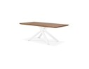 Table à diner WALABY en bois finition Noyer avec pied central en x blanc - 200x100 cm