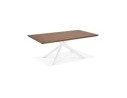 Table à diner WALABY en bois finition Noyer avec pied central en x blanc - 200x100 cm