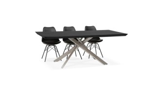 DT01260BLBS 5420072079684 Table à manger design WALABY en bois noir avec pied central en métal - 200x100 cm