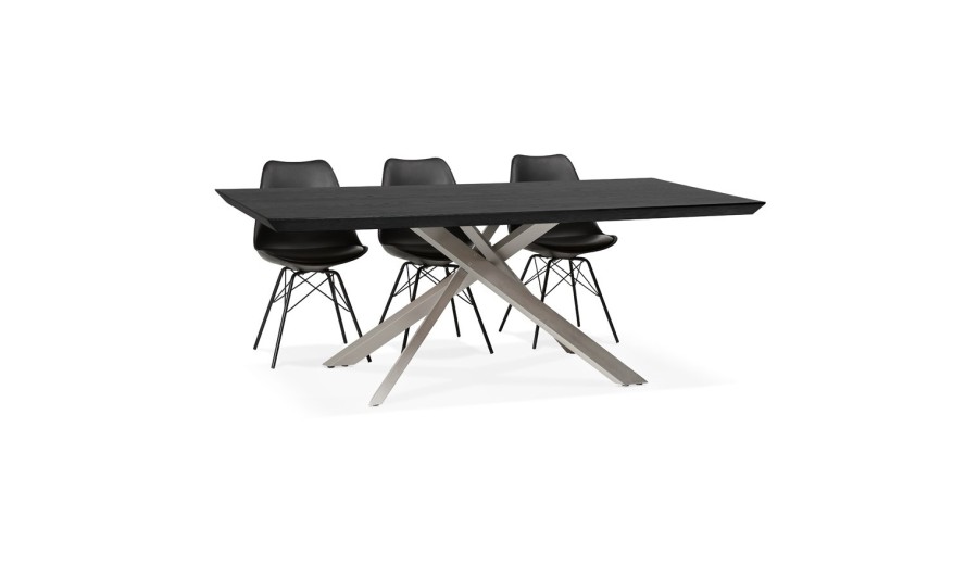 DT01260BLBS 5420072079684 Table à manger design WALABY en bois noir avec pied central en métal - 200x100 cm DT01260BLBS 5420072079684 Table à manger design WALABY en bois noir avec pied central en métal - 200x100 cm