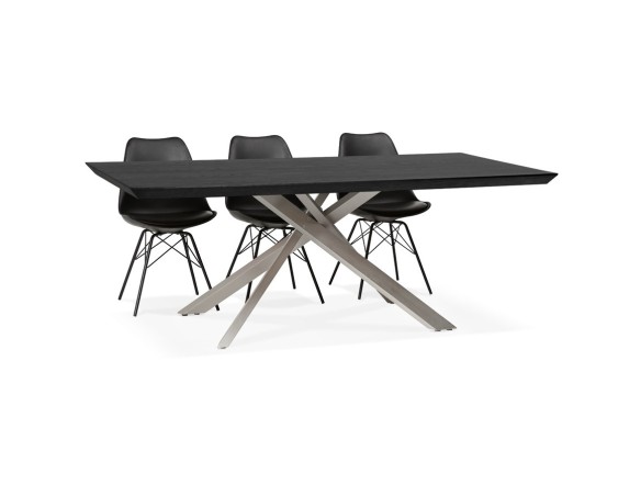 DT01260BLBS 5420072079684 Table à manger design WALABY en bois noir avec pied central en métal - 200x100 cm