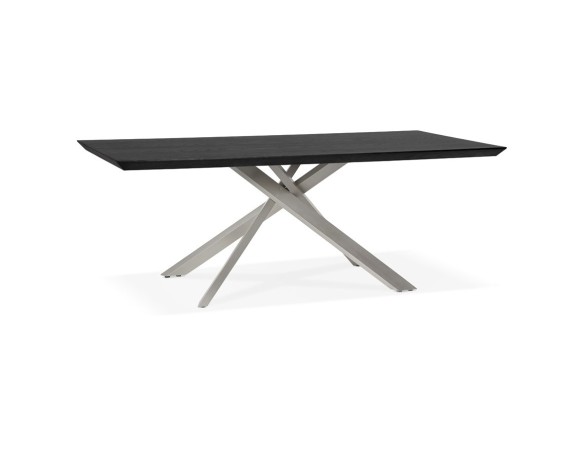 Table à manger design WALABY en bois noir avec pied central en métal - 200x100 cm