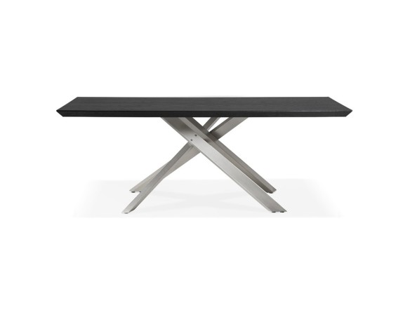 Table à manger design WALABY en bois noir avec pied central en métal - 200x100 cm