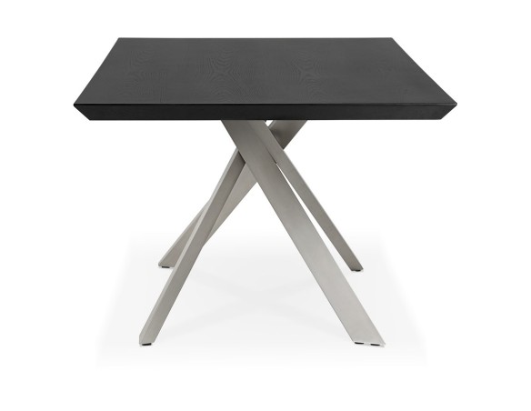 Table à manger design WALABY en bois noir avec pied central en métal - 200x100 cm