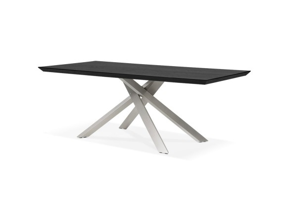 Table à manger design WALABY en bois noir avec pied central en métal - 200x100 cm