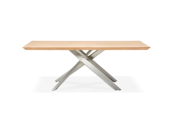 Table à manger WALABY en bois finition naturelle avec pied central en métal - 200x100 cm
