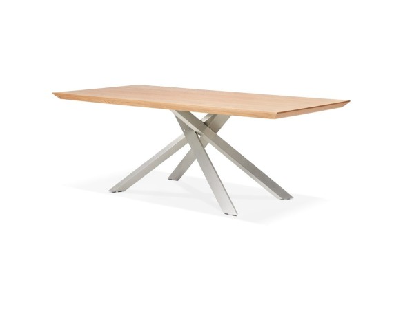 Table à manger WALABY en bois finition naturelle avec pied central en métal - 200x100 cm
