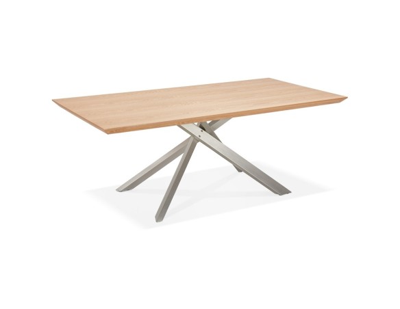 Table à manger WALABY en bois finition naturelle avec pied central en métal - 200x100 cm