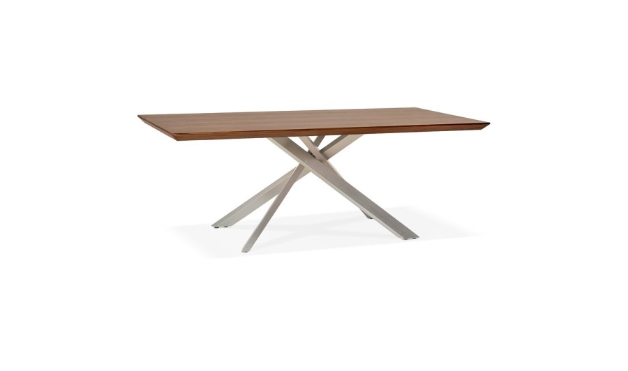 DT01280WABS 5420072079721 Table à manger WALABY en bois finition Noyer avec pied central en métal - 200x100 cm