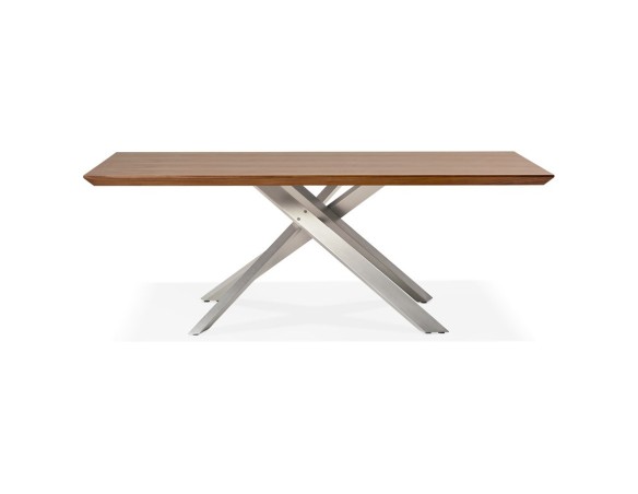 Table à manger WALABY en bois finition Noyer avec pied central en métal - 200x100 cm