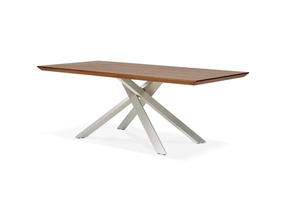Table à manger WALABY en bois finition Noyer avec pied central en métal - 200x100 cm