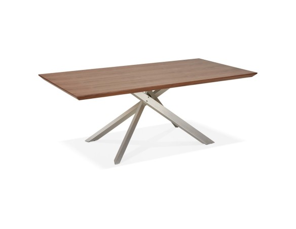 Table à manger WALABY en bois finition Noyer avec pied central en métal - 200x100 cm
