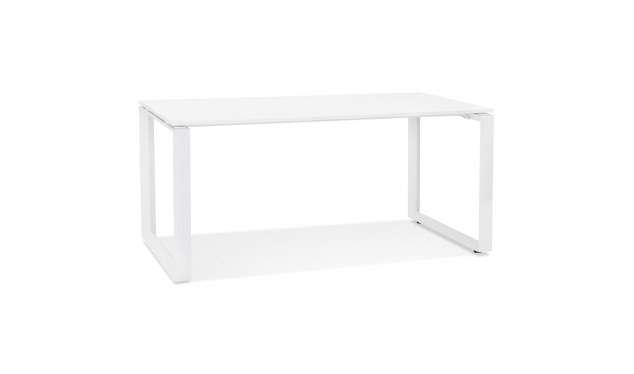 OT01530WHWH 5404028323533 Bureau droit design BAKUS en bois et métal blanc - 160x80 cm