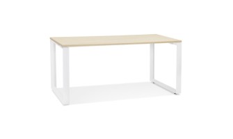 OT01540NAWH 5404028323557 Bureau droit design BAKUS en bois finition naturelle et métal blanc - 160x80 cm