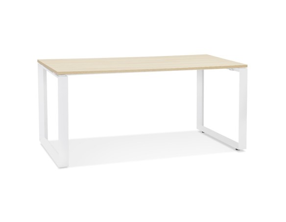 OT01540NAWH 5404028323557 Bureau droit design BAKUS en bois finition naturelle et métal blanc - 160x80 cm