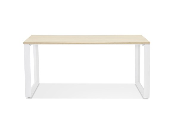 Bureau droit design BAKUS en bois finition naturelle et métal blanc - 160x80 cm
