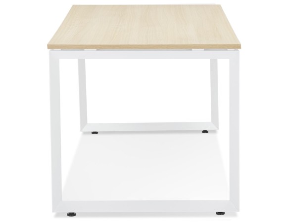 Bureau droit design BAKUS en bois finition naturelle et métal blanc - 160x80 cm