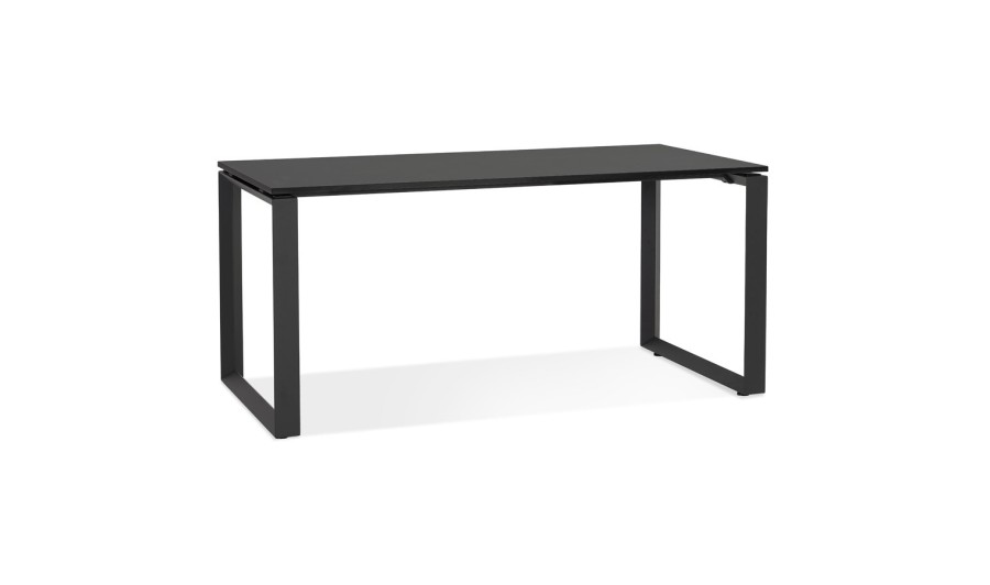 OT01590BLBL 5404028323656 Bureau droit design BAKUS en bois et métal noir - 160x80 cm