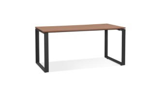 OT01610WABL 5404028323694 Bureau droit design BAKUS en bois finition Noyer et métal noir - 160x80 cm