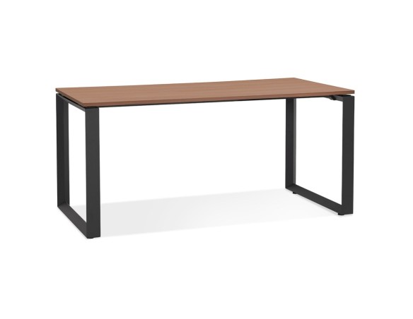 OT01610WABL 5404028323694 Bureau droit design BAKUS en bois finition Noyer et métal noir - 160x80 cm