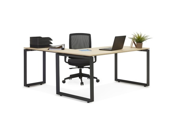 Bureau droit design BAKUS en bois finition Noyer et métal noir - 160x80 cm