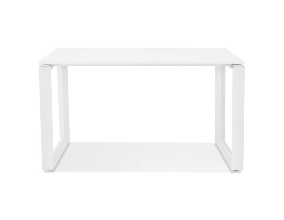 Petit bureau droit design BAKUS en bois et métal blanc - 120x60 cm