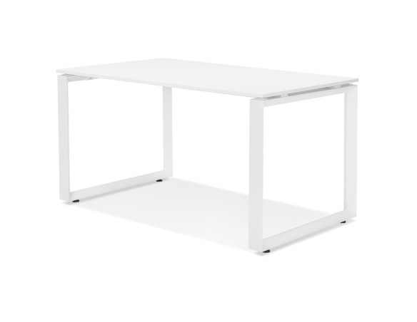 Petit bureau droit design BAKUS en bois et métal blanc - 120x60 cm