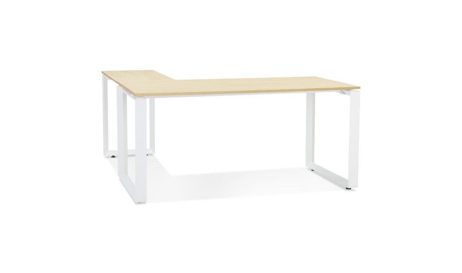 OT01690NAWH 5404028323854 Bureau dangle design BAKUS en bois finition naturelle et métal blanc - 160 cm