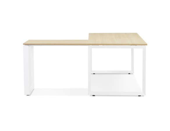 Bureau d'angle design BAKUS en bois finition naturelle et métal blanc - 160 cm