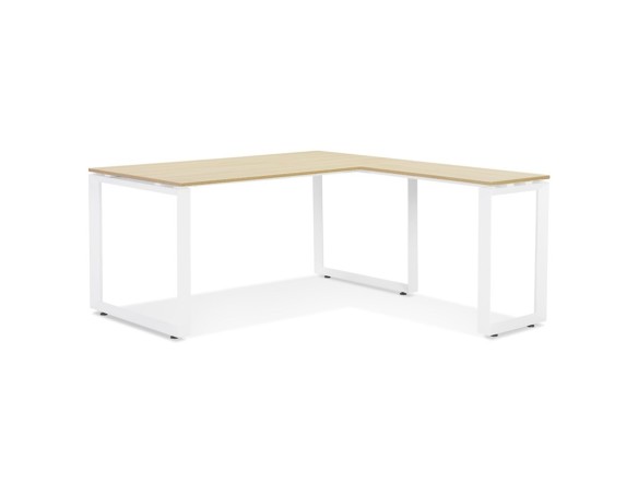 Bureau d'angle design BAKUS en bois finition naturelle et métal blanc - 160 cm