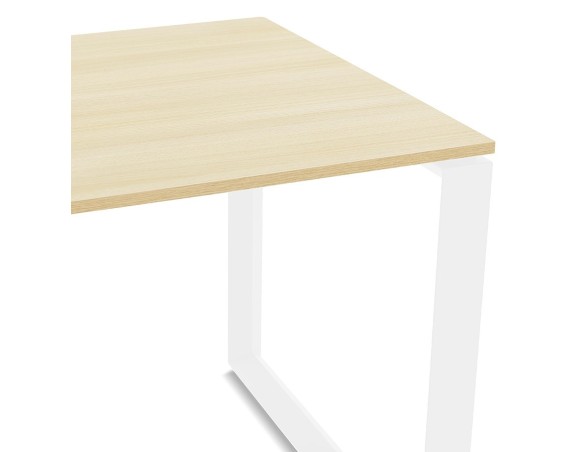 Bureau d'angle design BAKUS en bois finition naturelle et métal blanc - 160 cm
