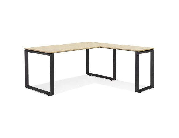 Bureau d'angle design BAKUS en bois finition naturelle et métal noir - 160 cm