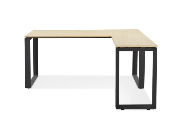 Bureau d'angle design BAKUS en bois finition naturelle et métal noir - 160 cm
