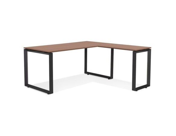 Bureau d'angle design BAKUS en bois finition Noyer et métal noir - 160 cm