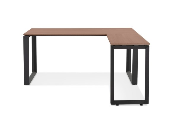 Bureau d'angle design BAKUS en bois finition Noyer et métal noir - 160 cm