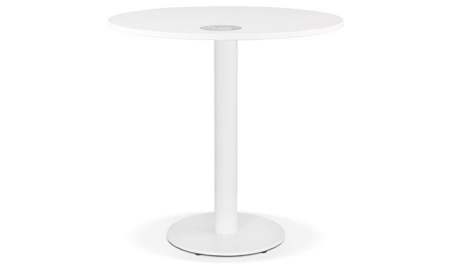 DT03450WHWH 5404028343159 Petite table à diner LUCETTE ronde en bois et fonte blanche - à̃ 68 cm