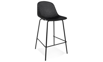 OT02090NABL 5404028313923 Tabouret snack mi-hauteur perforé LOKI MINI noir intérieur / extérieur
