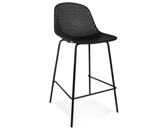 OT02090NABL 5404028313923 Tabouret snack mi-hauteur perforé LOKI MINI noir intérieur / extérieur